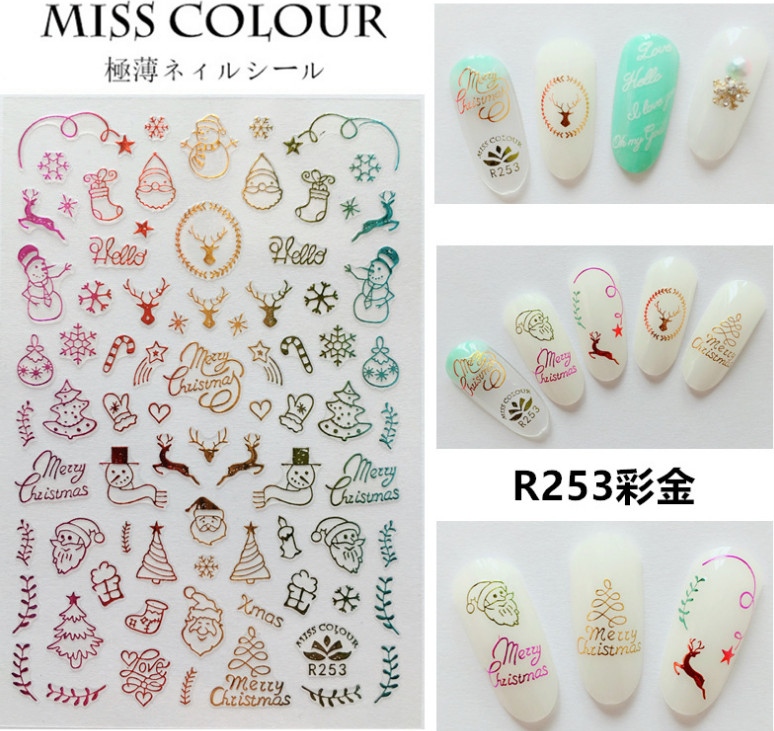 Nail Stickers Nail Art Decal Waterproof Christmas Snowflakes Santa Reindeer NS2