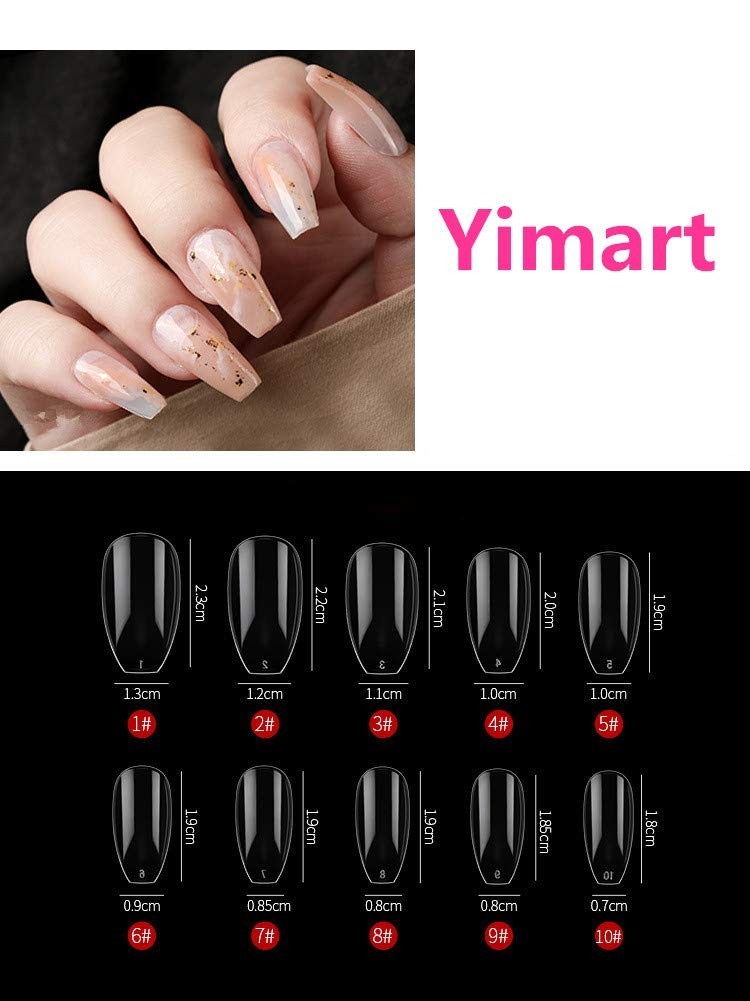 500 Count Clear Coffin Fake Nails – Acrylic Ballerina Style for Easy Styling