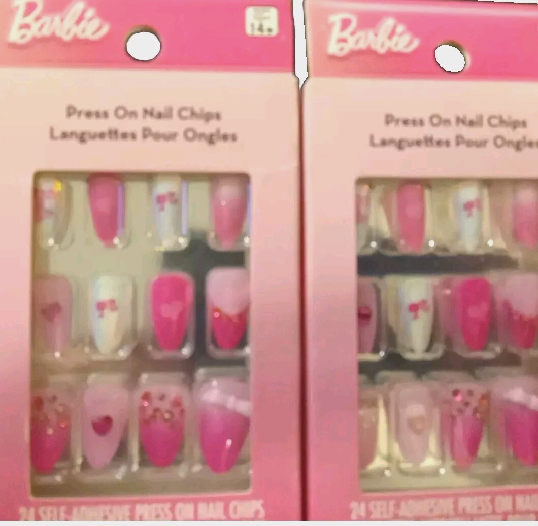 Lot Of 2 Barbie Press On Nail Chips 24 Count Per Box 12 Sizes Ages 14+ New