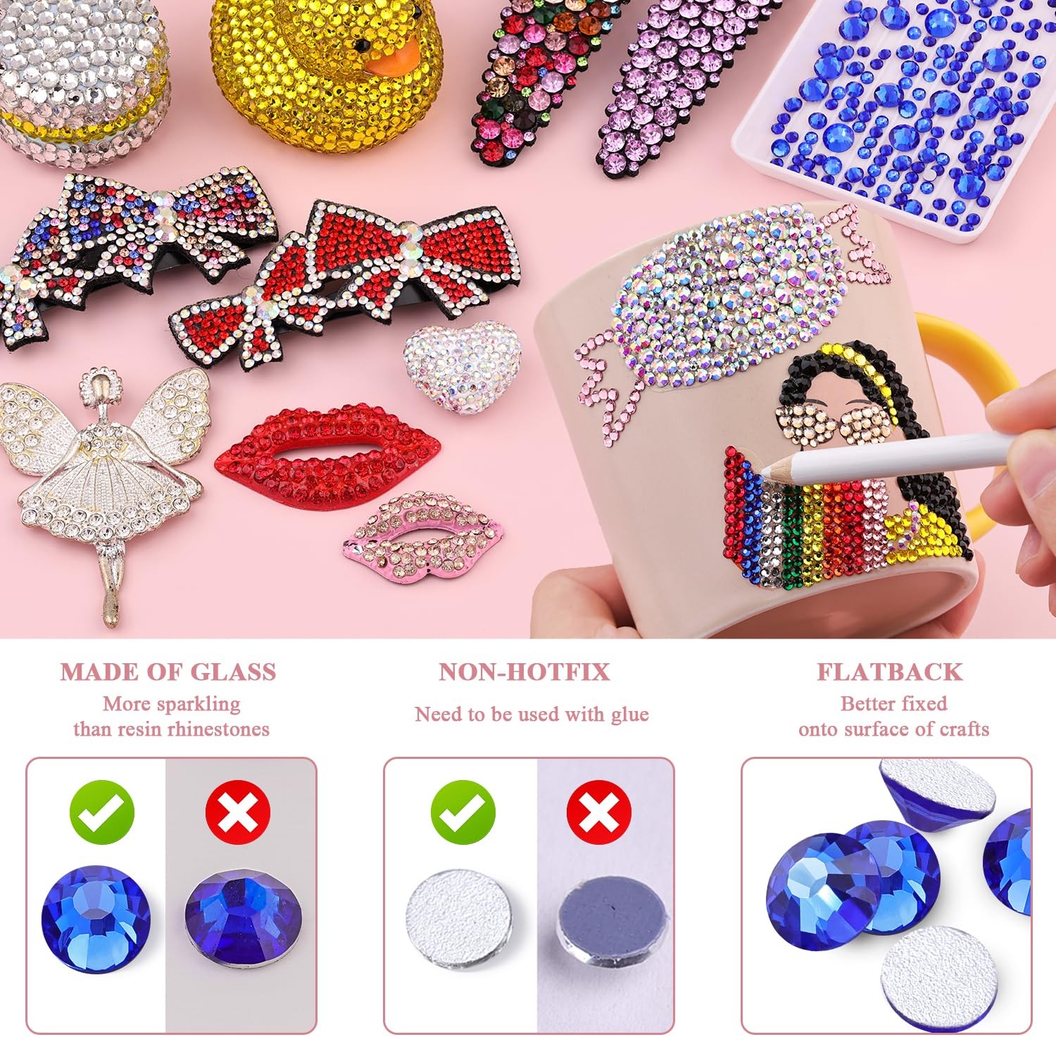 1440pcs Crystal Sapphire Rhinestones FlatBack Glitter Gems for 3D Nail Art Decor