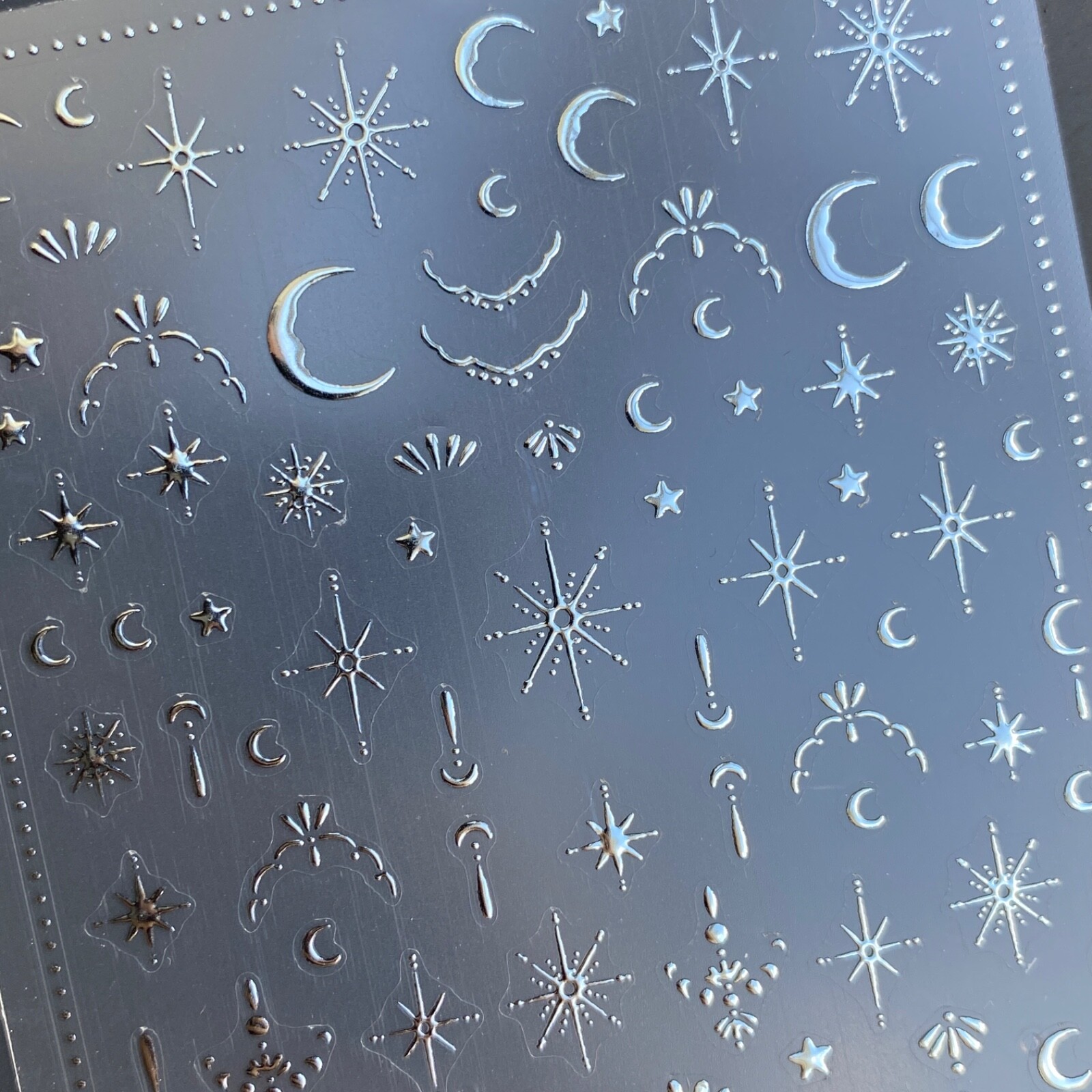Silver Nail Art Stickers Moon Star Sky DIY Decals High Quality Unique Gifts