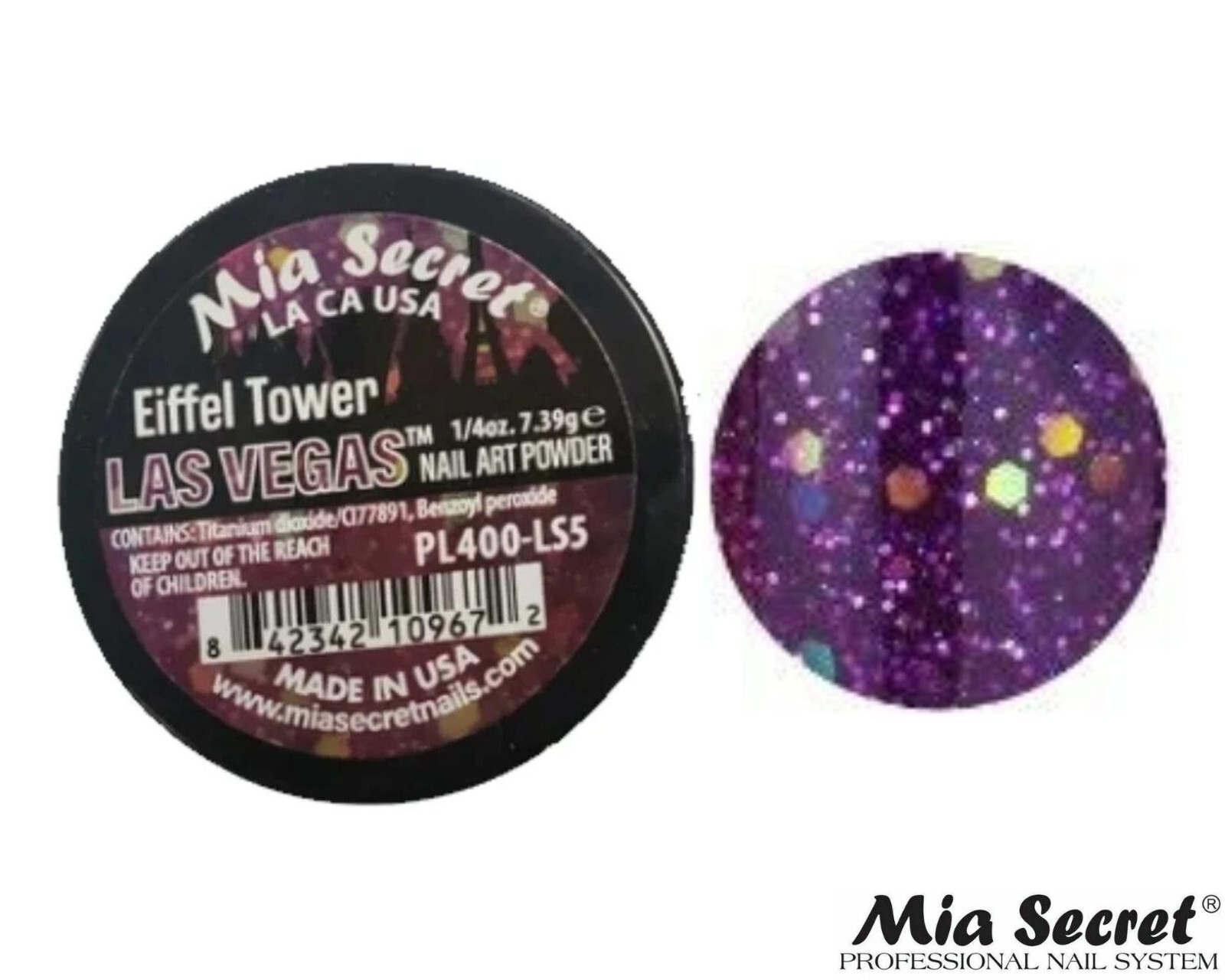 MIA SECRET Nail Art Powder 1/4oz- Eiffel Tower (LAS VEGAS COLLECTION)