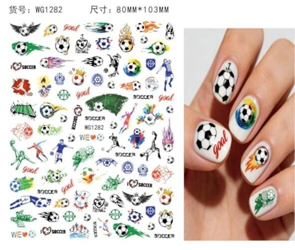 8Pcs World Cup Football Soccer Nail Stickers – Art Style – 6 Art Style Nails