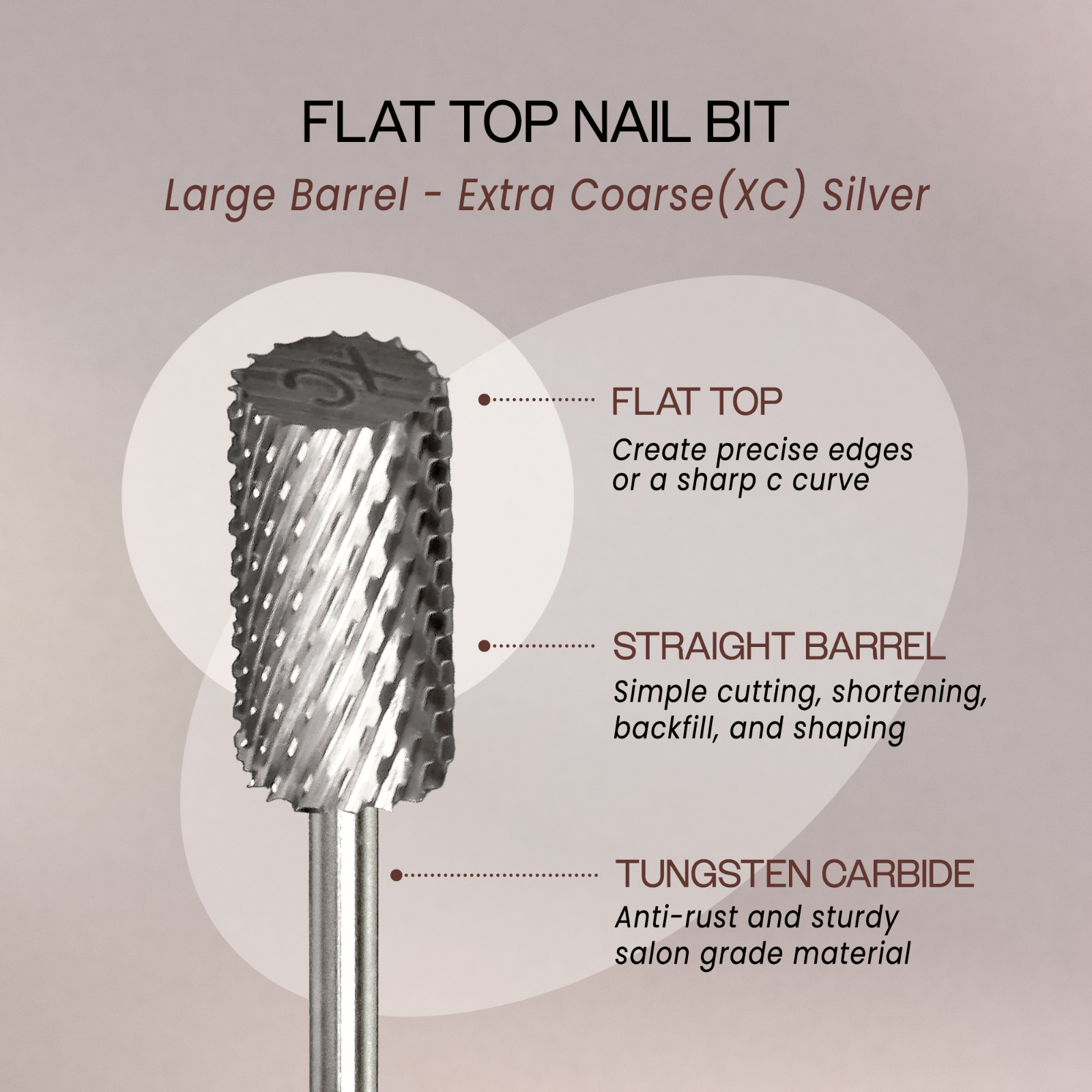 Best Quality Nail CARBIDE Bit For 3/32 Electric DRILL Silver Extra Coarse Large