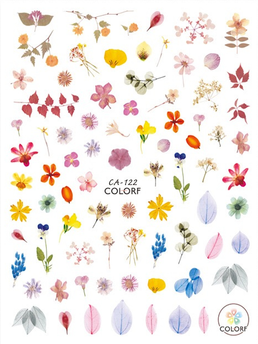 Nail Art 3D Decal Stickers Red Green Blue Leaves Flowers CA122