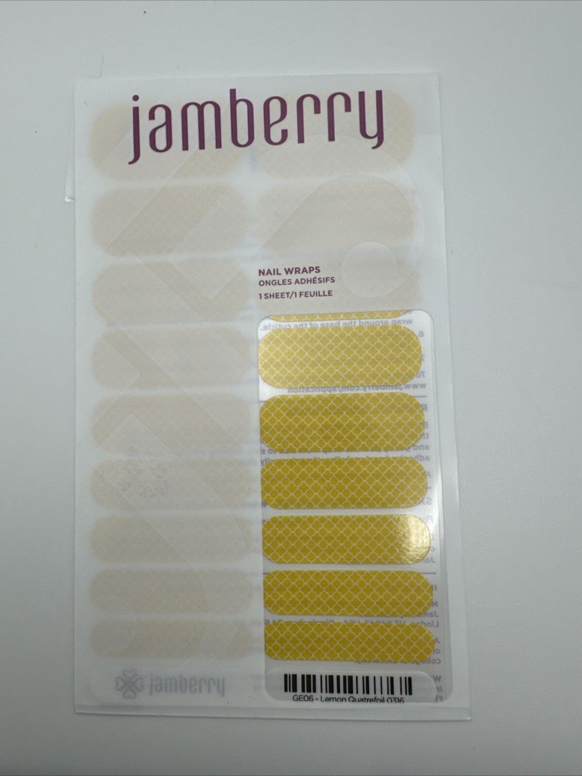 Jamberry Nail Wraps Lemon Quartrefoil Full Sheet (yellow Graphic)