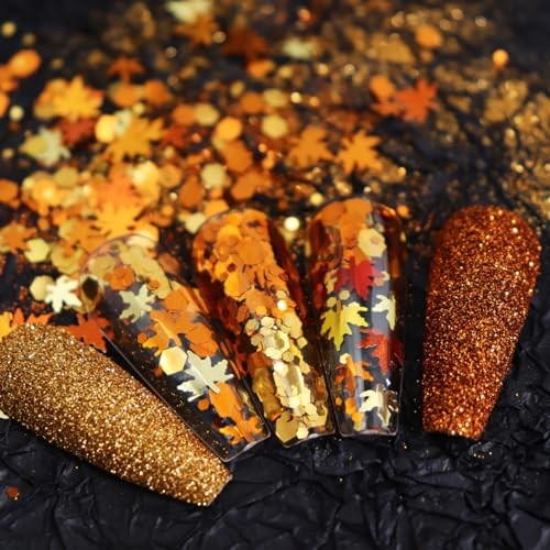 Golden Fall Nail Art Glitters Maple Leaf Nail One size fits all maple leaf1