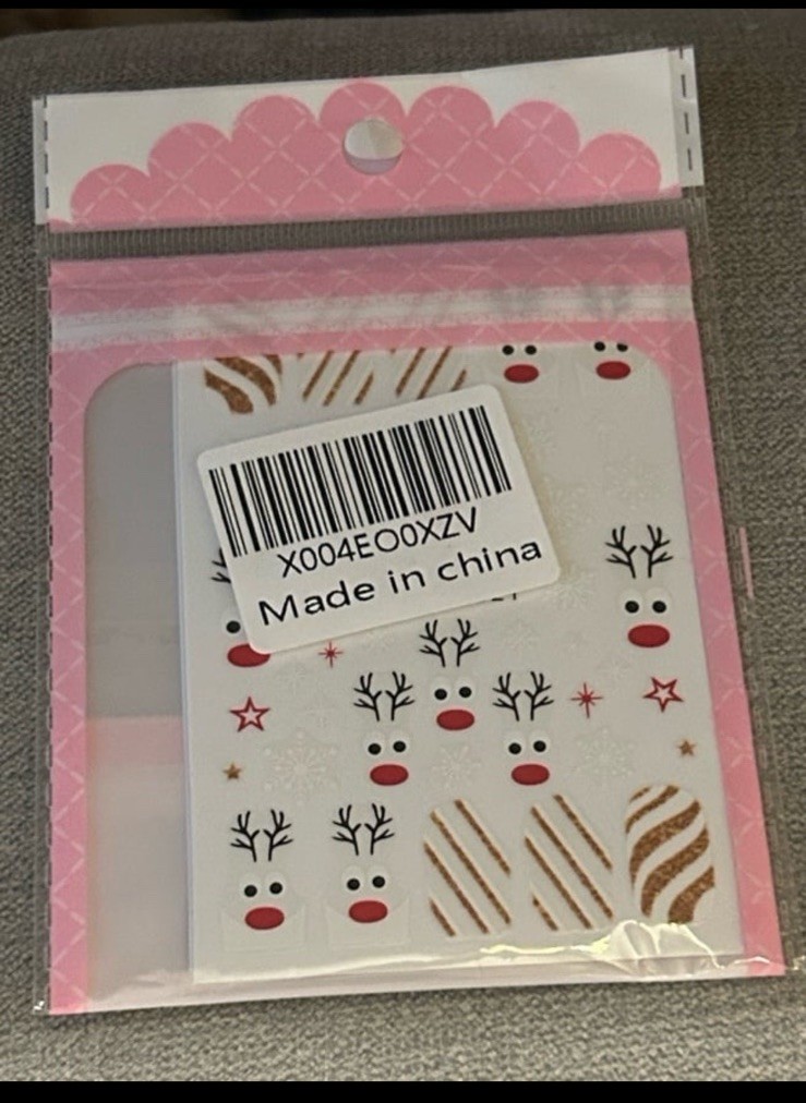 STZ Christmas Reindeer Glitter Nail Art Decor Multicolor Easy Application