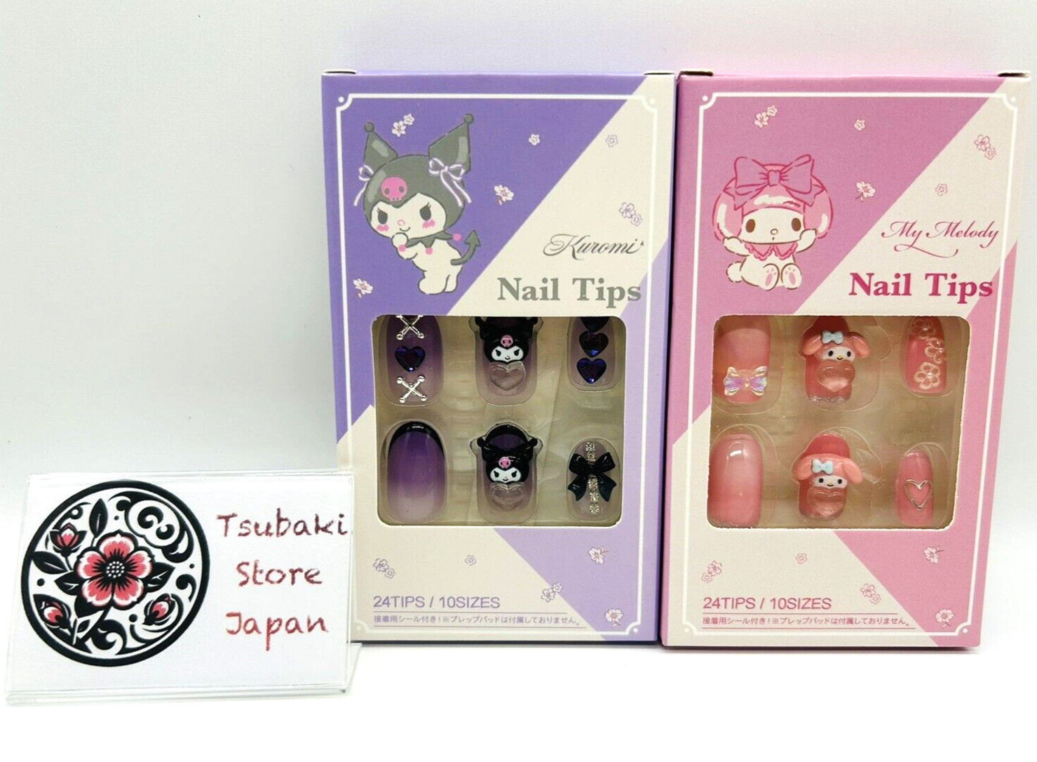 Sanrio Nail Tips Kuromi My Melody 24Tips/10Sizes Set of 2 NEW Japan Limited