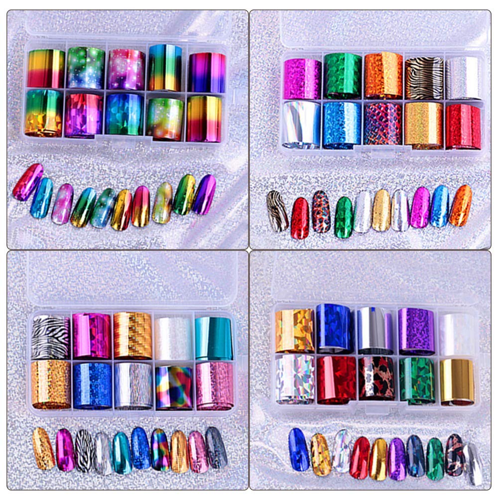 40 Rolls Starry Sky Nail Foil Adhesive Transfer 40 Count (Pack of 4), A