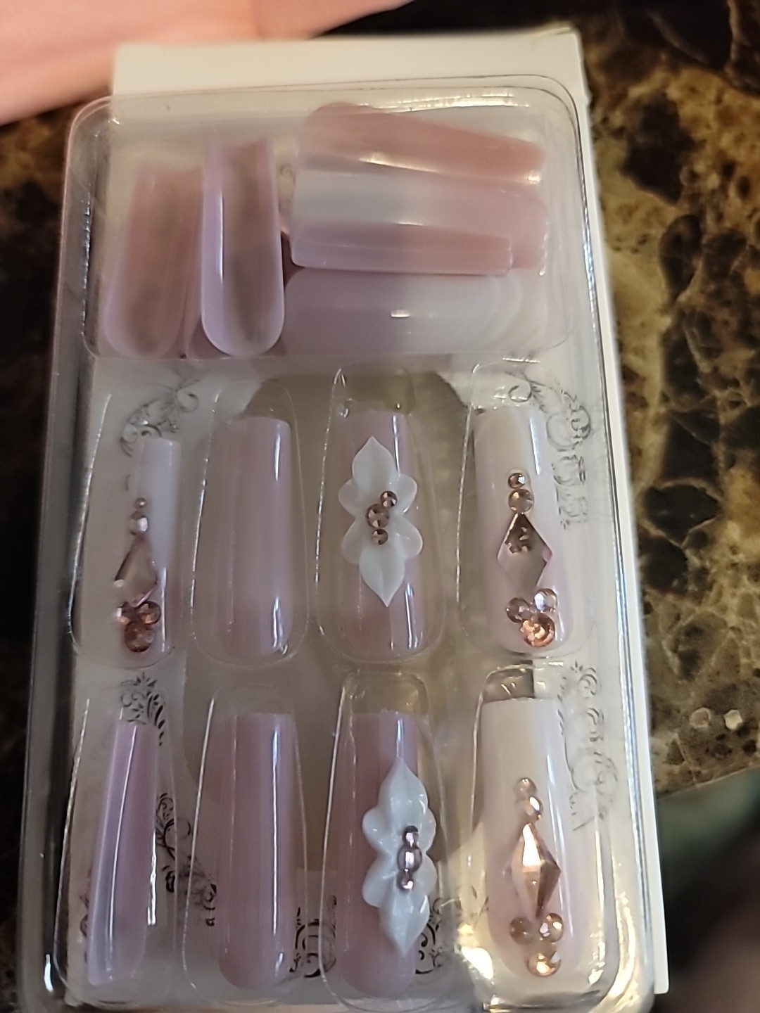LONG Square Ballerina Shaped Nails 24 Pcs