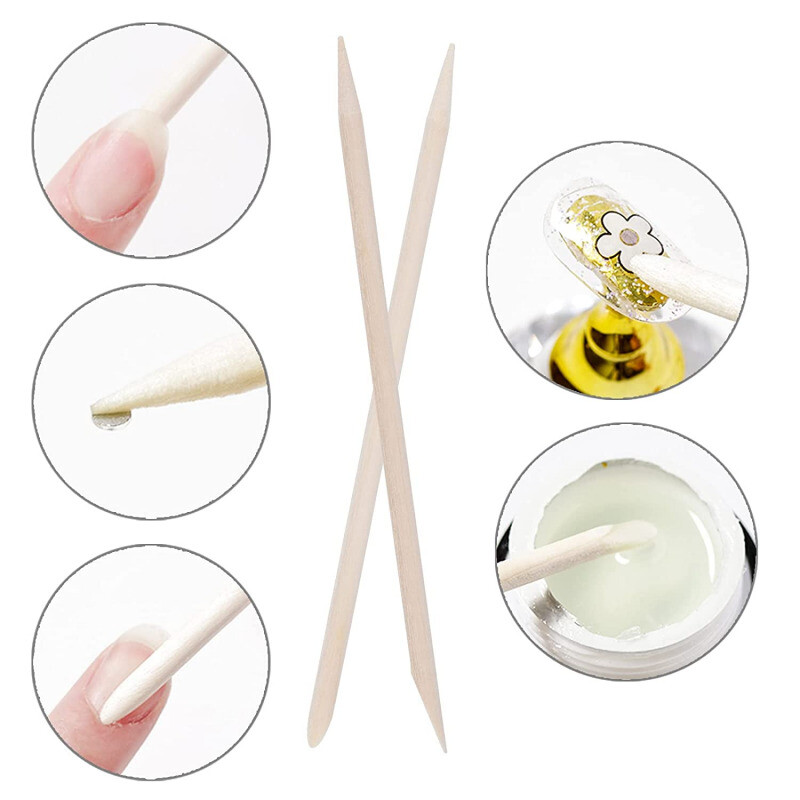 Set of 50/100 Wood Sticks for Cuticle Pusher Cuticle Removal, 4 Different Sizes