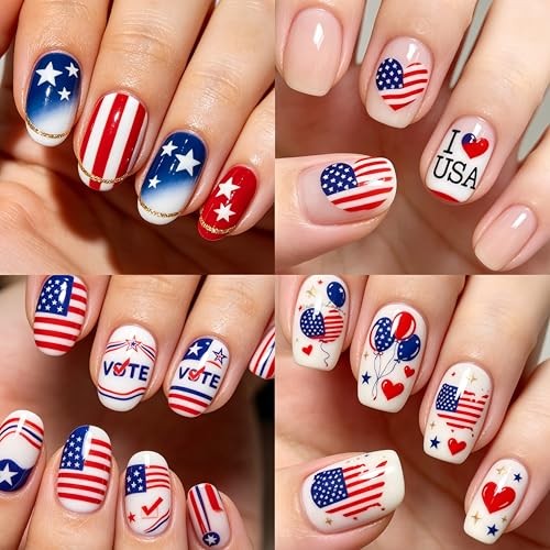 8-Sheets Independence Day Nails Stickers 3D Self Adhesive American Style10