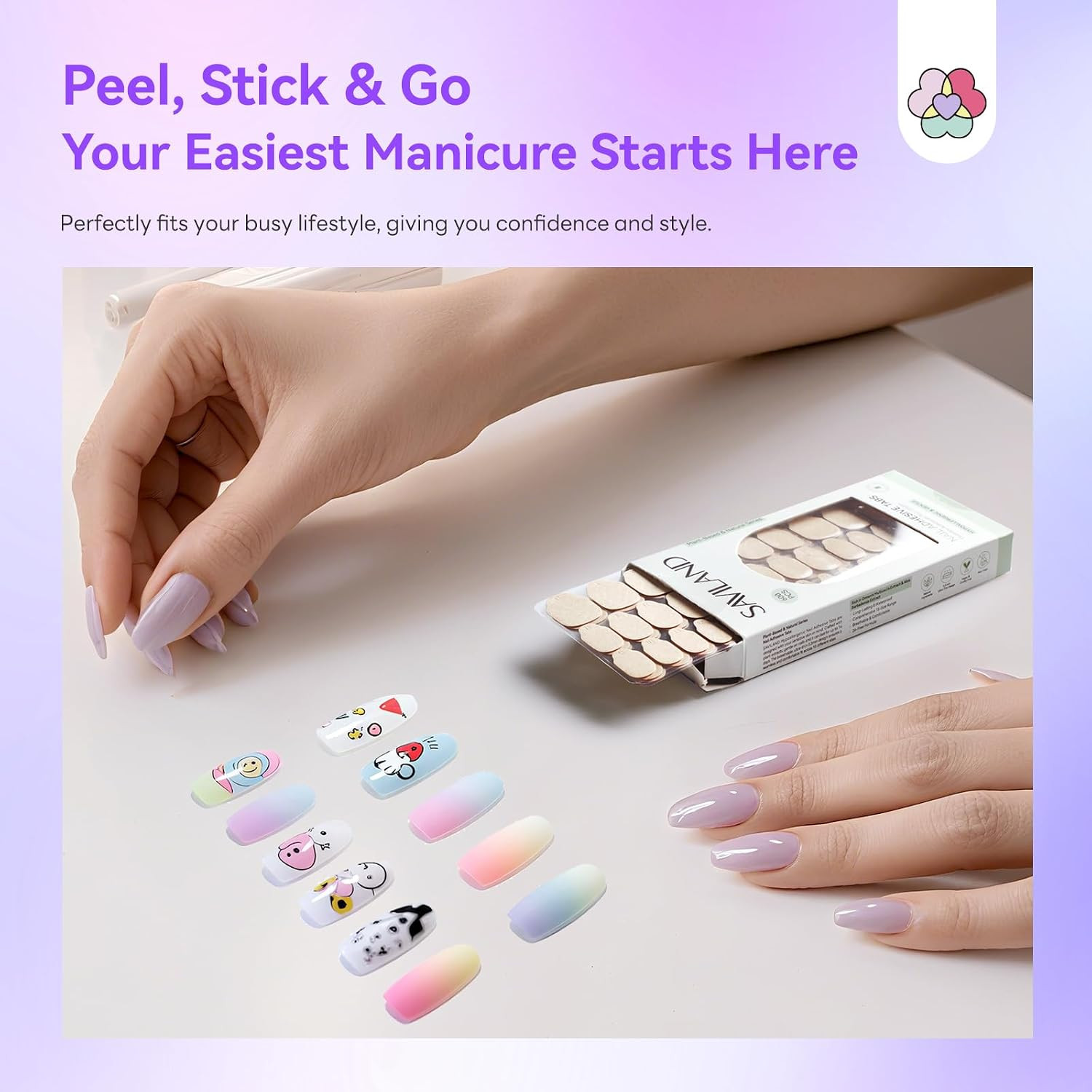 Plant-Based Nail Adhesive Tabs: 600 PCS Non-Irritating Nail Stickers for Press O