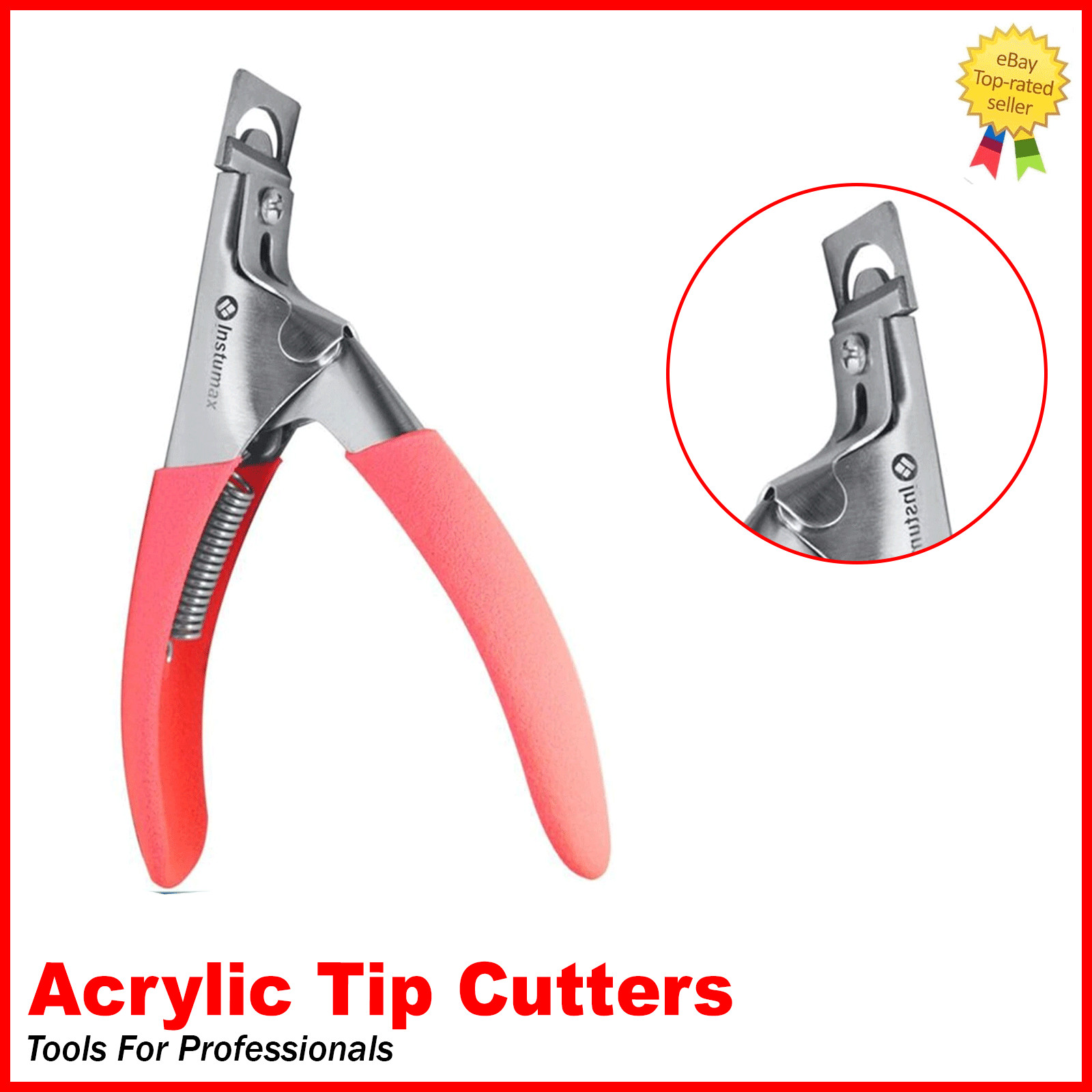 Acrylic False Nail Tip Cutter Clipper – Pink Nail Manicure Tool with Spring