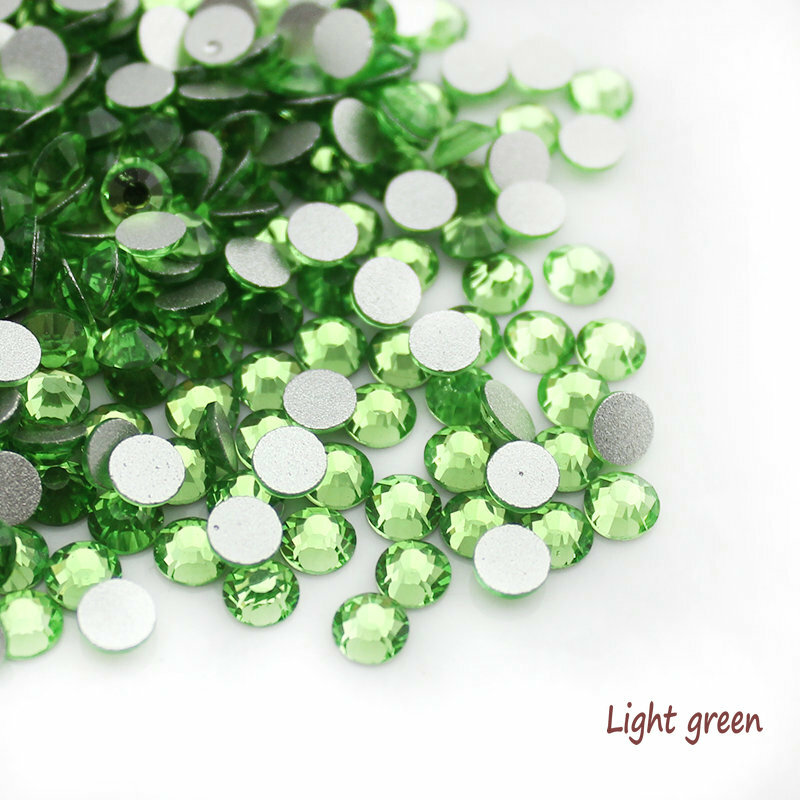 Light Green (1mm-6mm) FlatBack Crystal Nail Art Rhinestones Gems Tips Decoration