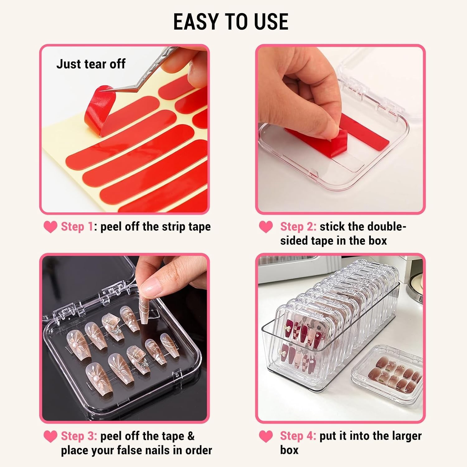 12Pcs Press on Nail Packaging Boxes, Clear False Nail Container Organizer | N…