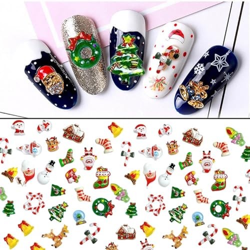 40Pcs Christmas Nail Art Charms 3D Nail Art Craft Resin Charms Snowman Style 3