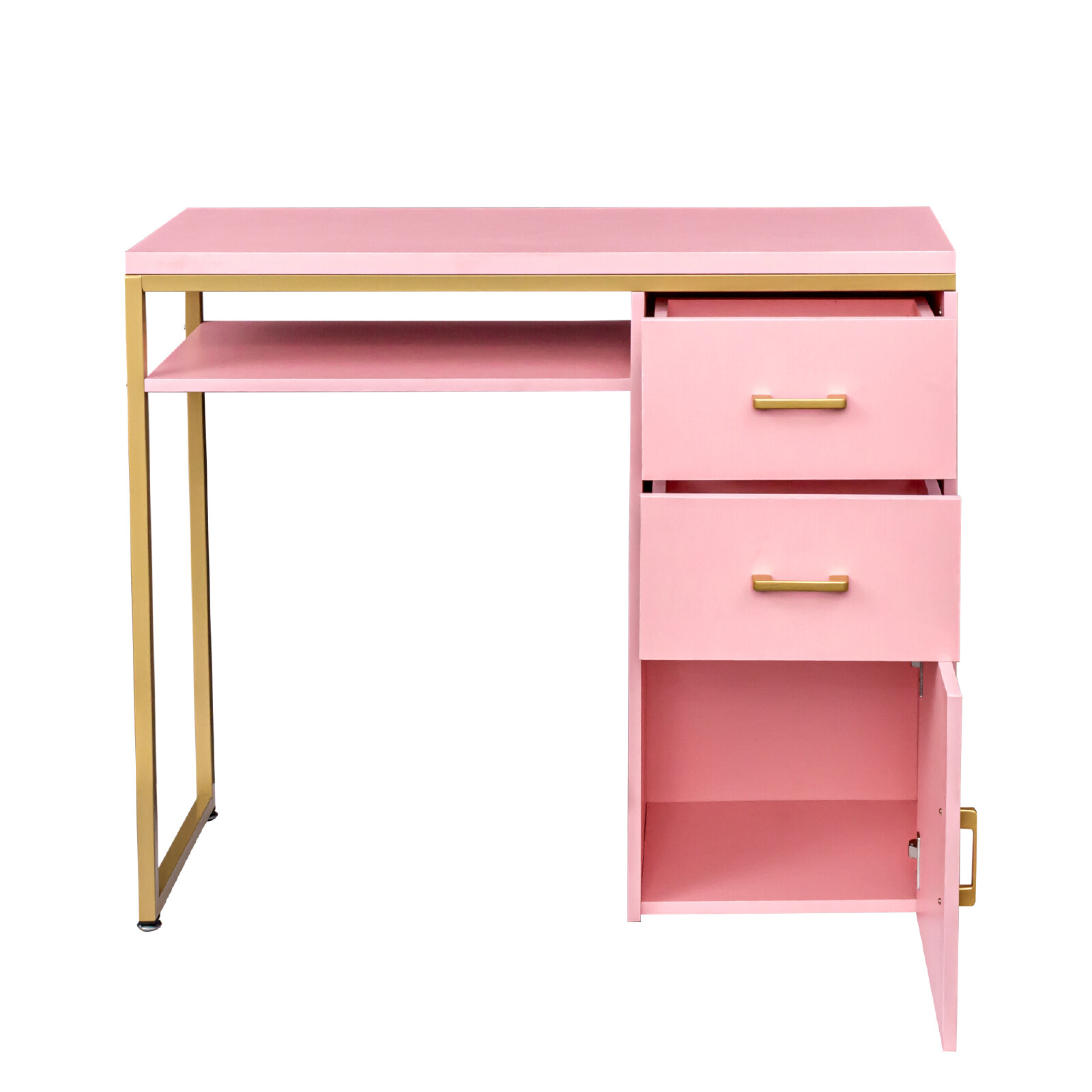 2 Drawers Manicure Table Nail Makeup Office Desk Dressing Cabinet Station Salon