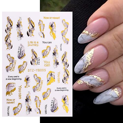 Nail Art Stickers Decals, 3D Stripe Line Nail Self-Adhesive Sticker Marble Wave