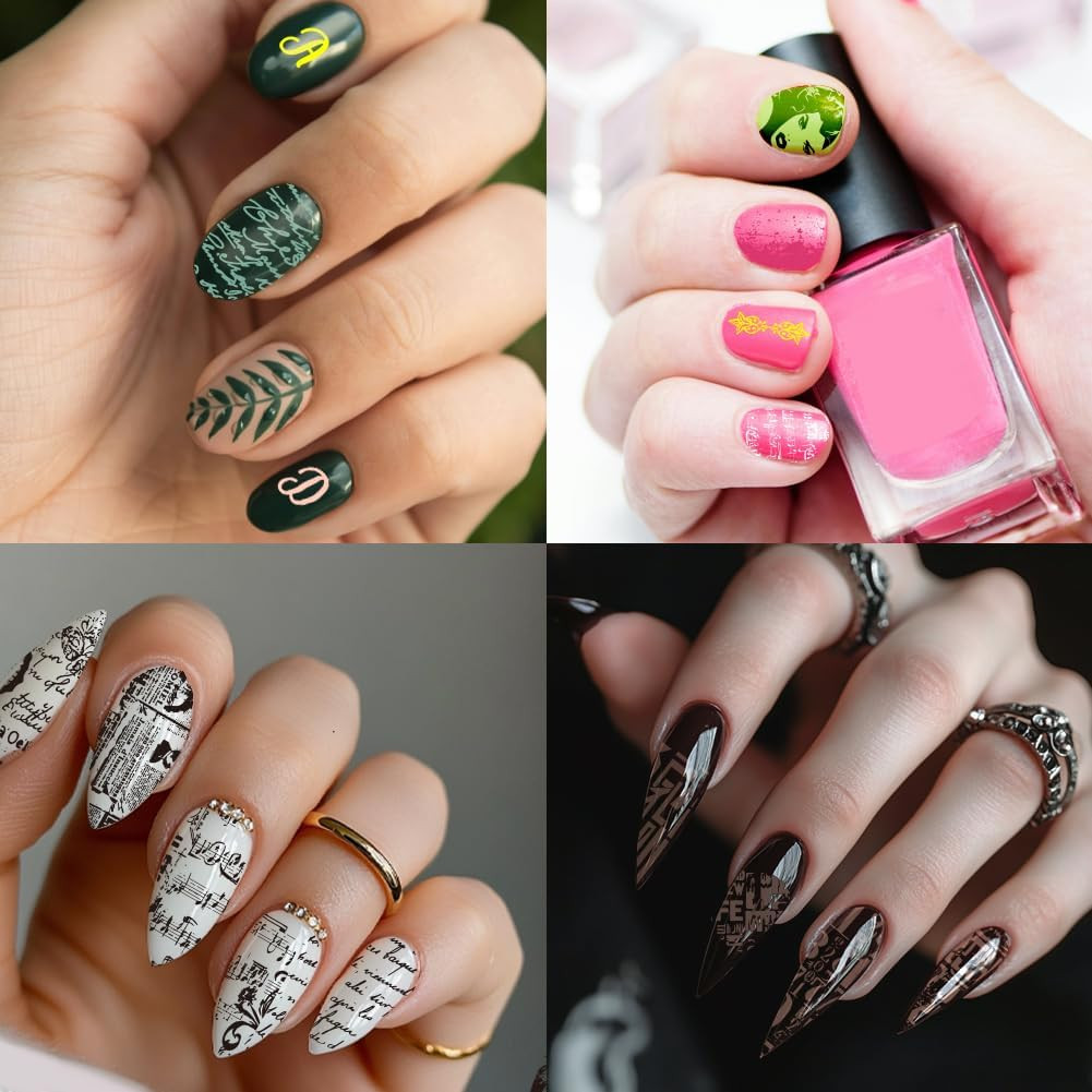 3pcs Graffiti Texture Nail Stamping Plates Number Alphabet Nails Art Stencils…