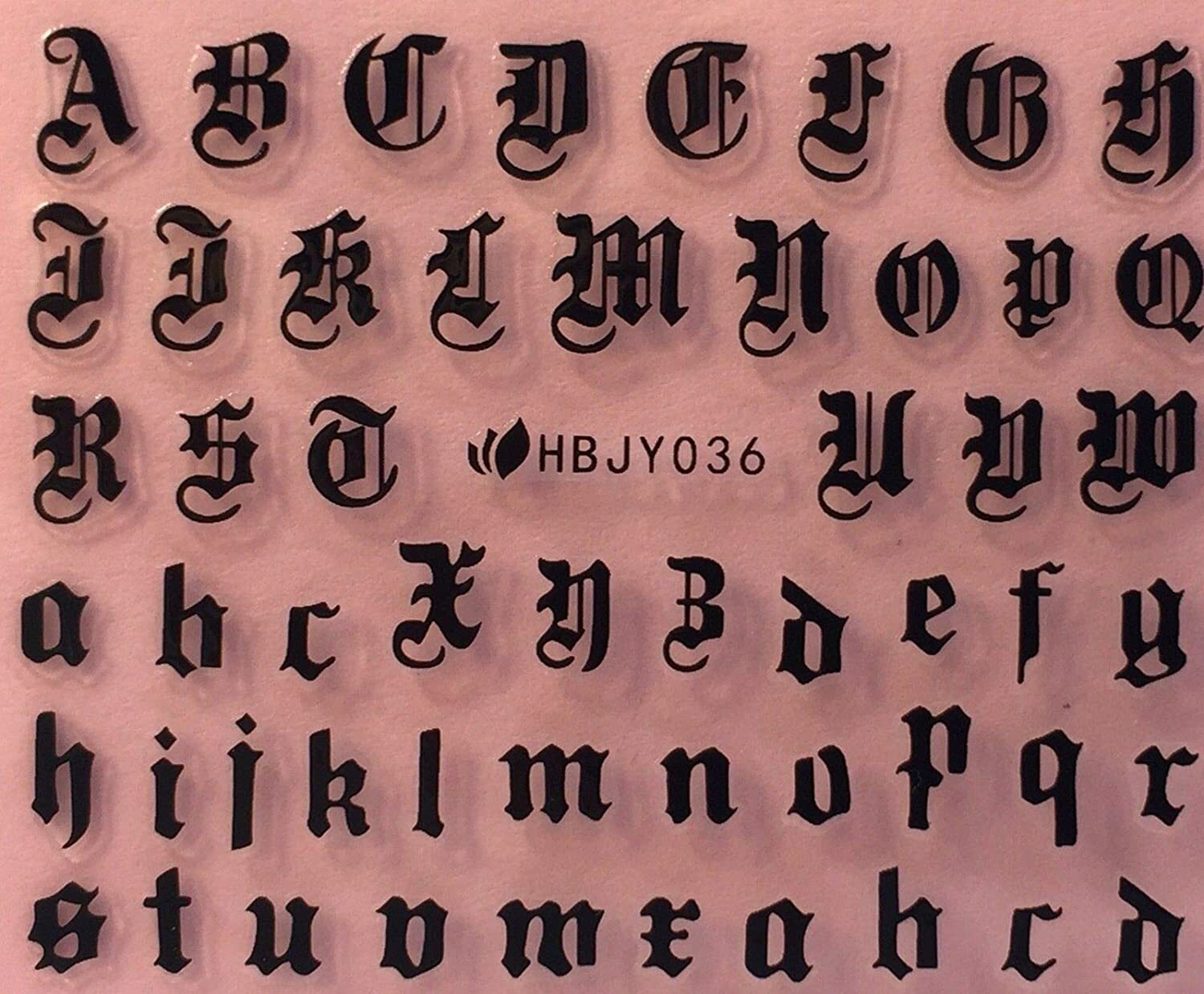 Nail Art 3D Decal Stickers Alphabet Letters Black HBJY036