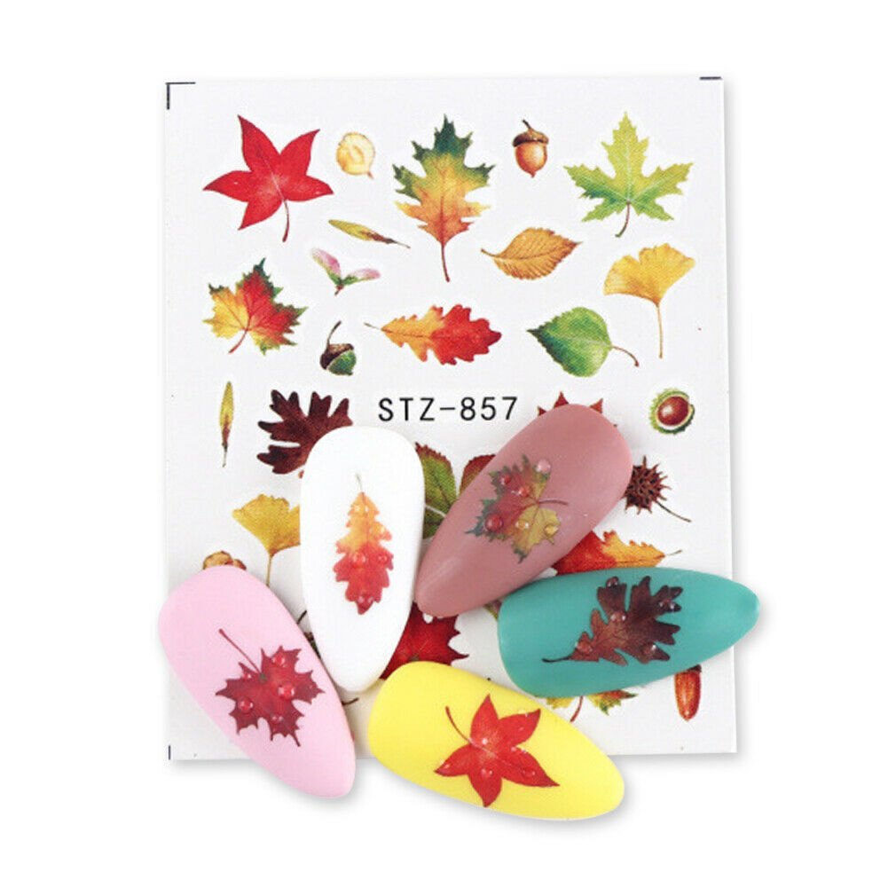 Nail Art Water Transfer Sticker Multicolor Maple Leaf Fall Decals Manicure NH15