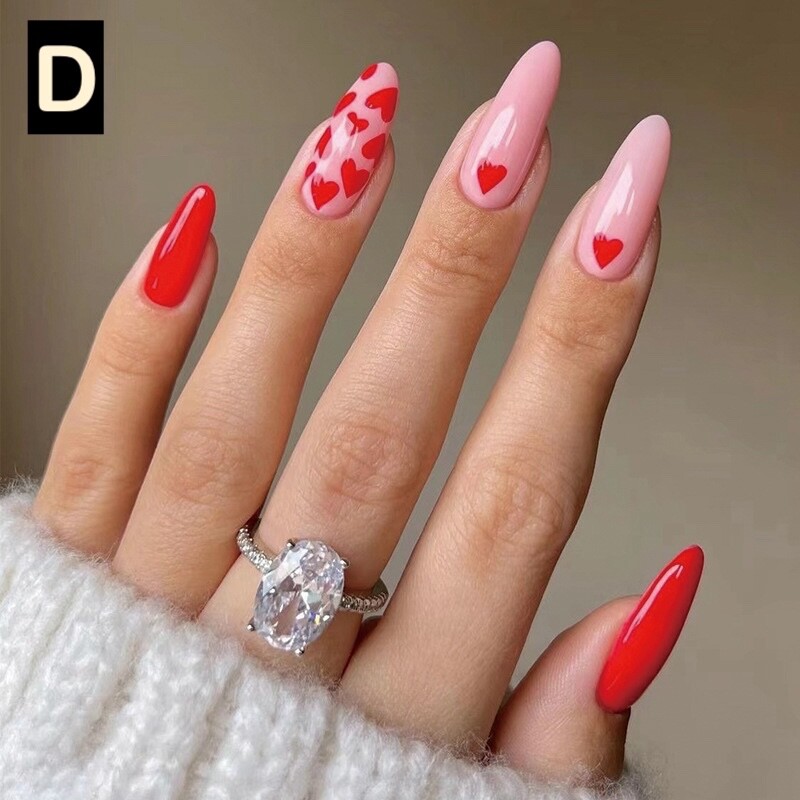 12 Boxes Flower Star French Tip Long Almond Press On Nails (Wholesale)