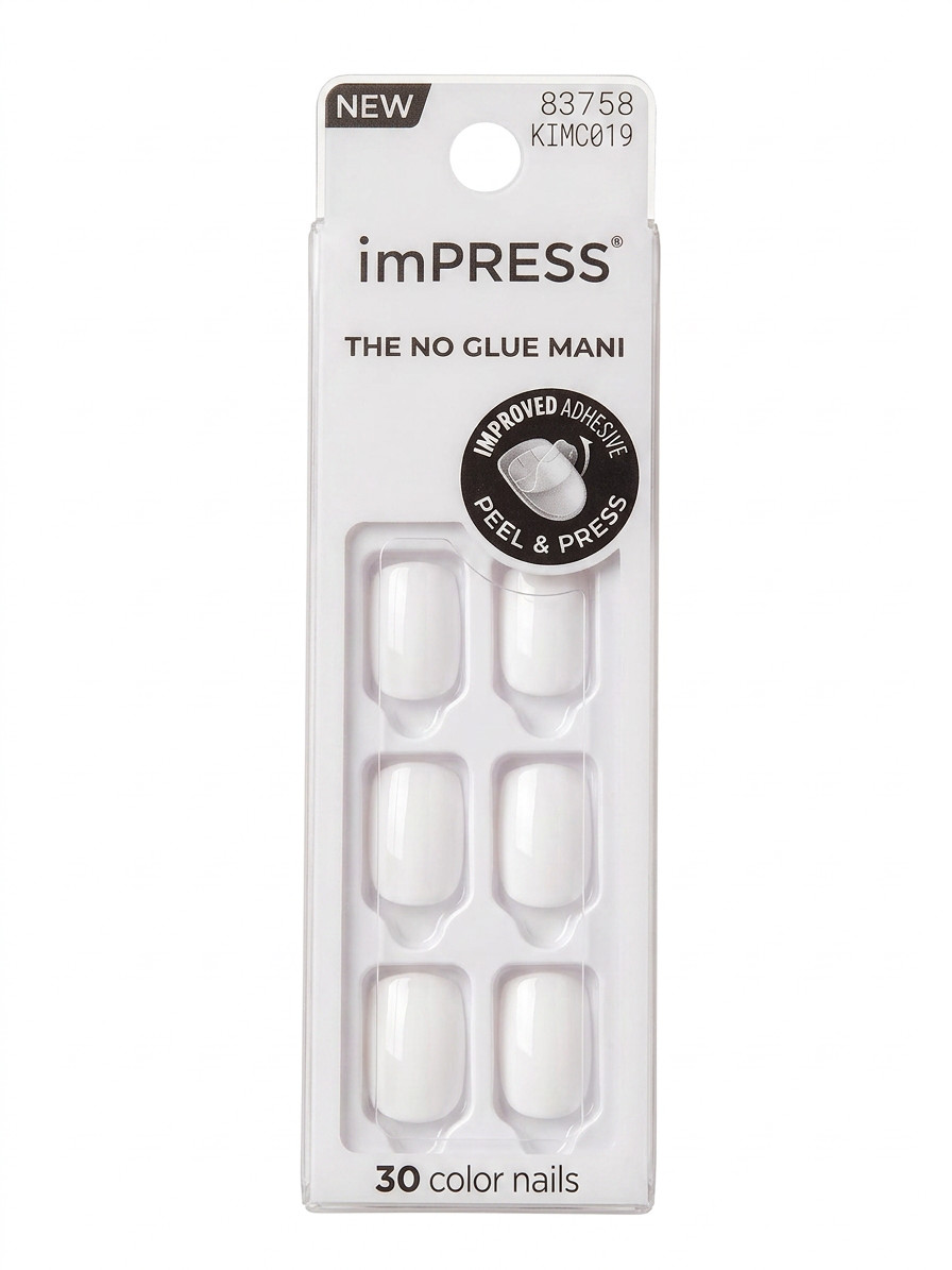 Impress No Glue Mani – Short Length Classic Glossy White Manicure-at-Home 83758