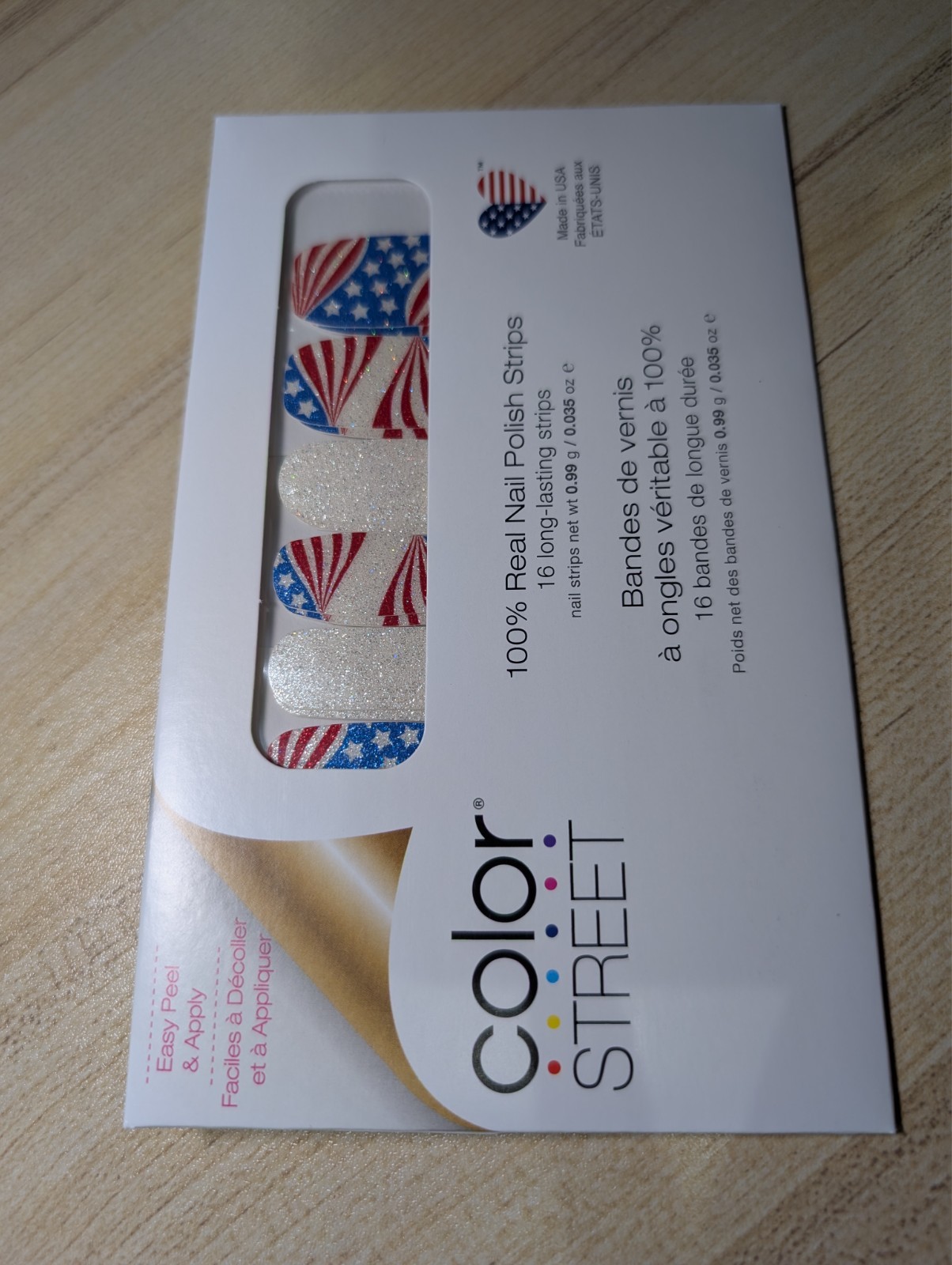 Patriotic Color Street Nail Strips: Glitter, No UV, No Tools Needed, Easy Apply