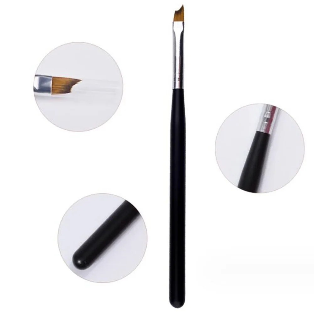 1pcs 16cm French Nail Brush Oblique French Tips Pen Black Handle Smile Brushes