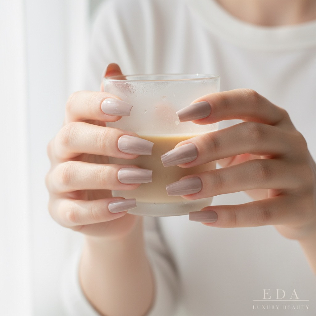 Natural Nude Beige Glossy Ballerina Extra Long Artificial Press On False Nails