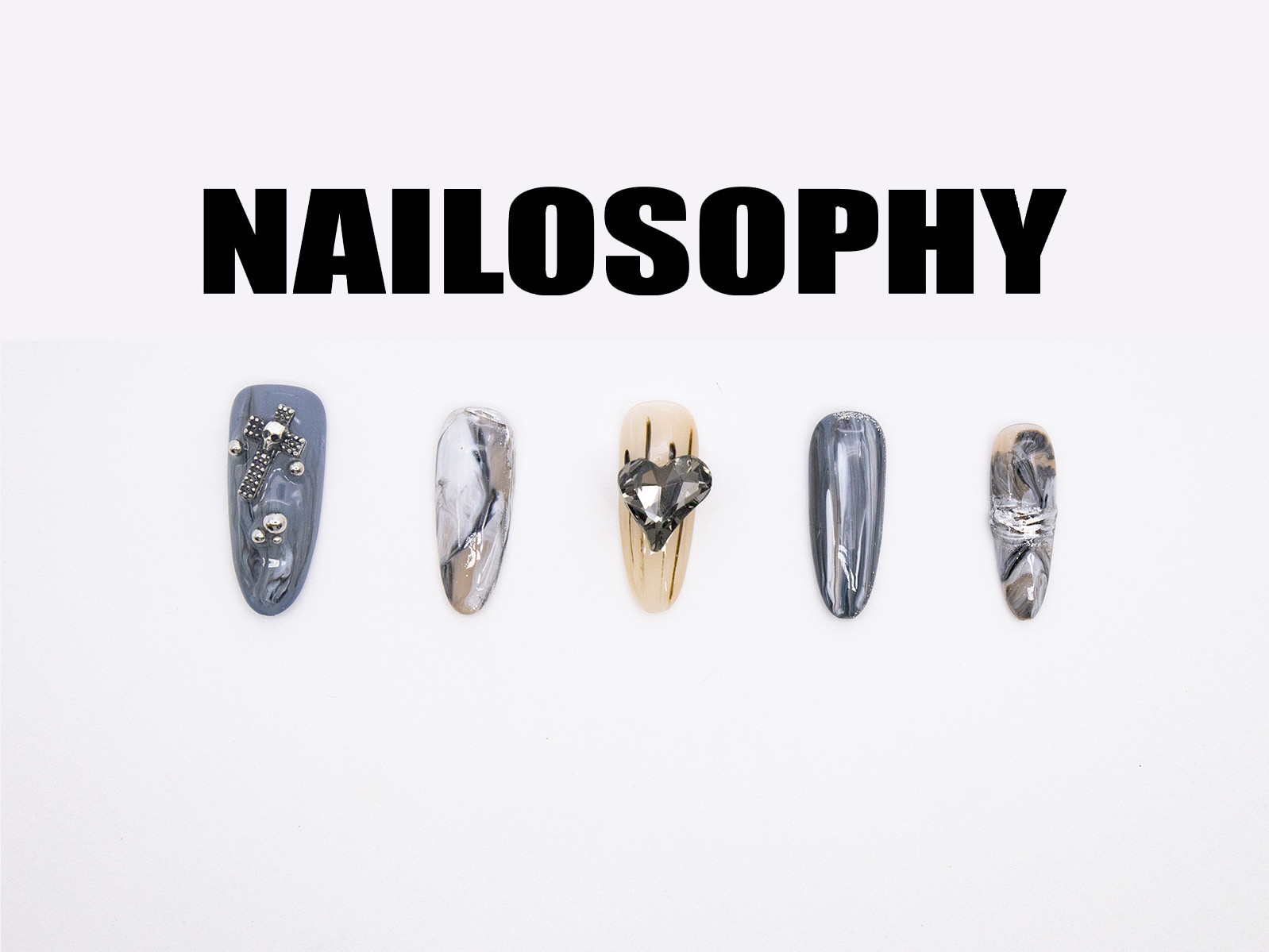 Nailosophy Midnight Reflections Handmade Artificial Nails – Medium Size