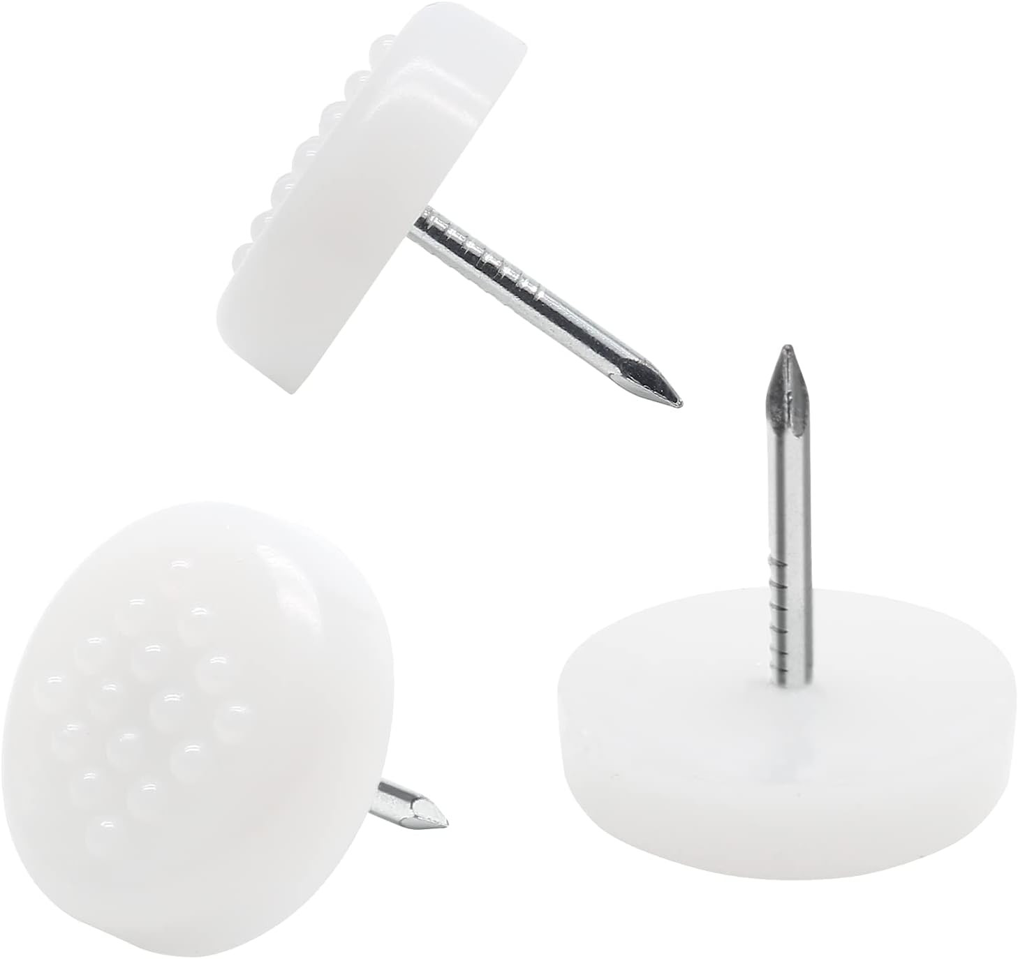 100 Pcs White Nail on Furniture Glides, 19mm/3/4 Nail Furniture Pads, Nylon Plas