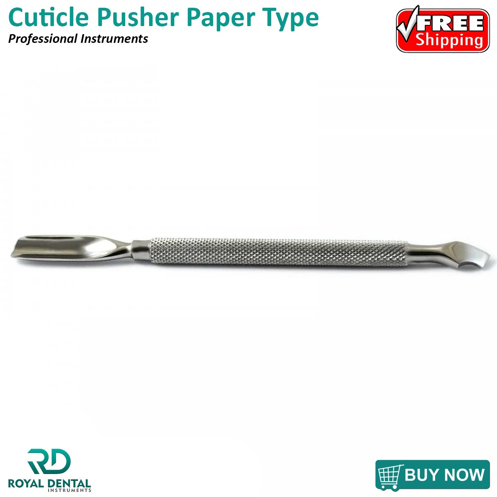 STAINLESS STEEL DOUBLE ENDED CUTICLE PUSHER NAIL CLEANER REMOVER MANICURE TOOL