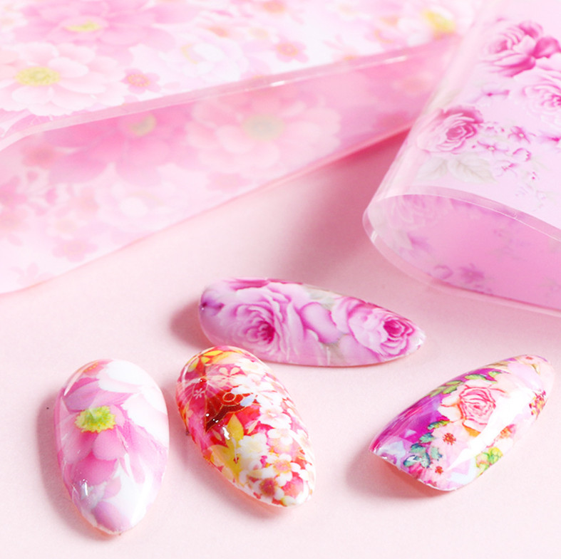 Flower Leaf Nail Foil Transfer Florals Nail Stickers Rose Daisy Nail Art Decal