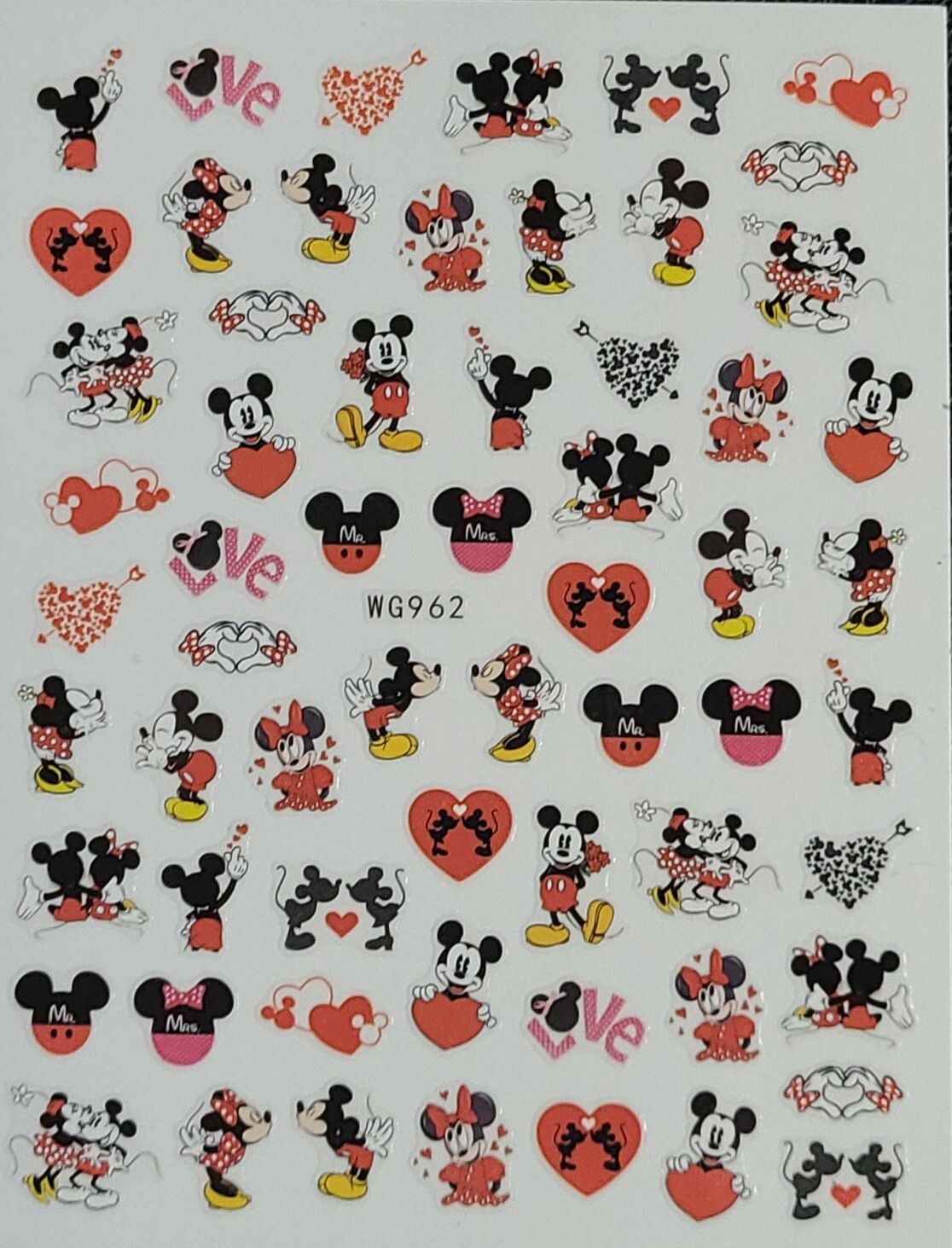 Mickey Mouse Disney Hearts Nail Art Stickers