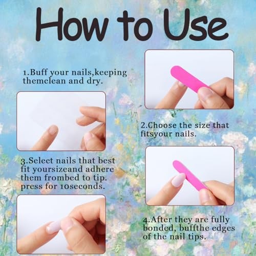 24Pcs Colorful Flowers Press on Nails Medium Almond Fake Nails 3D Floral-3