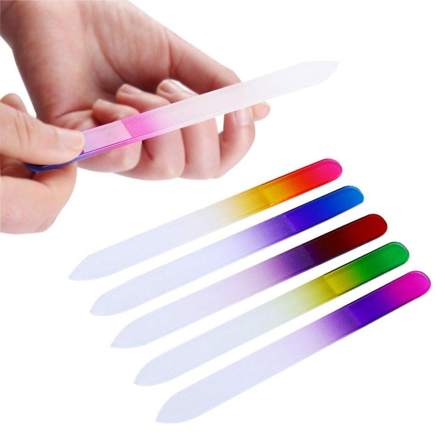 20 Pcs Glass Nail File Bulk with Plastic Sleeve, Crystal Fingernail Files Set…