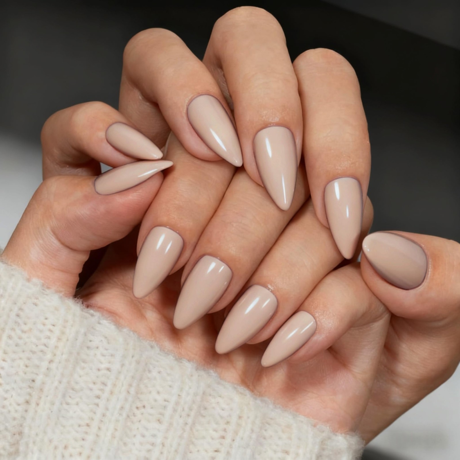 SXVME Nude Brown Almond Press On Nails