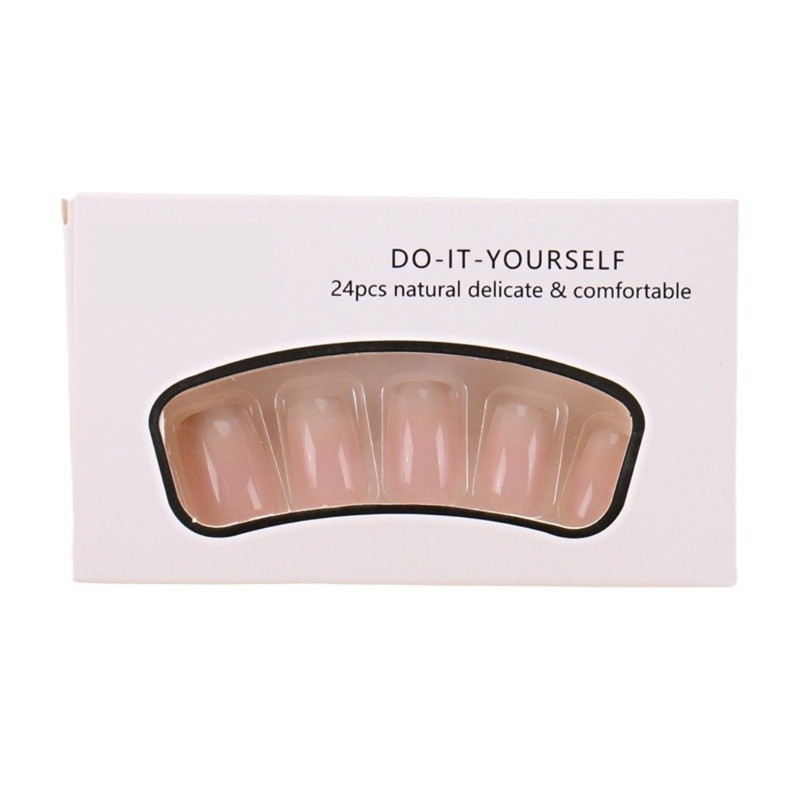 24 Pieces Pink Gradient Short Square Nail on Nail for Various Occasion