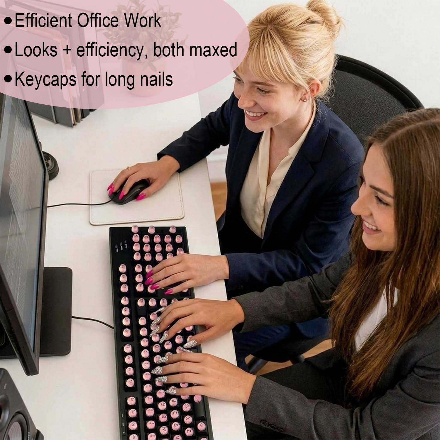 128Pcs Bling Keyboard Stickers, Self-Adhesive Nail Art Keycaps for PC/Laptop