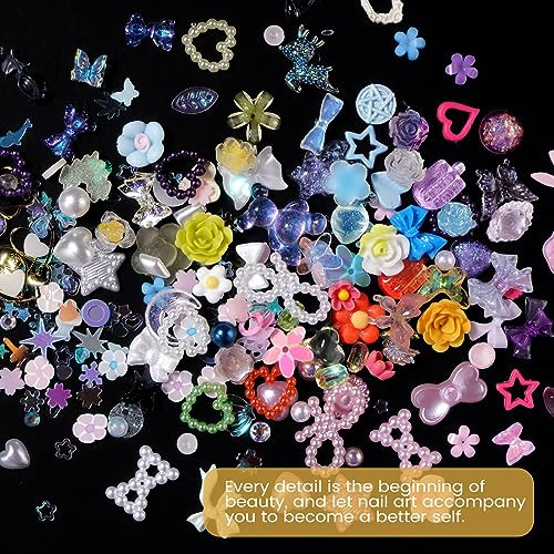 Mix 3D Assorted Color Nail Charms Multi Pink Color Blue Purple White Glitter