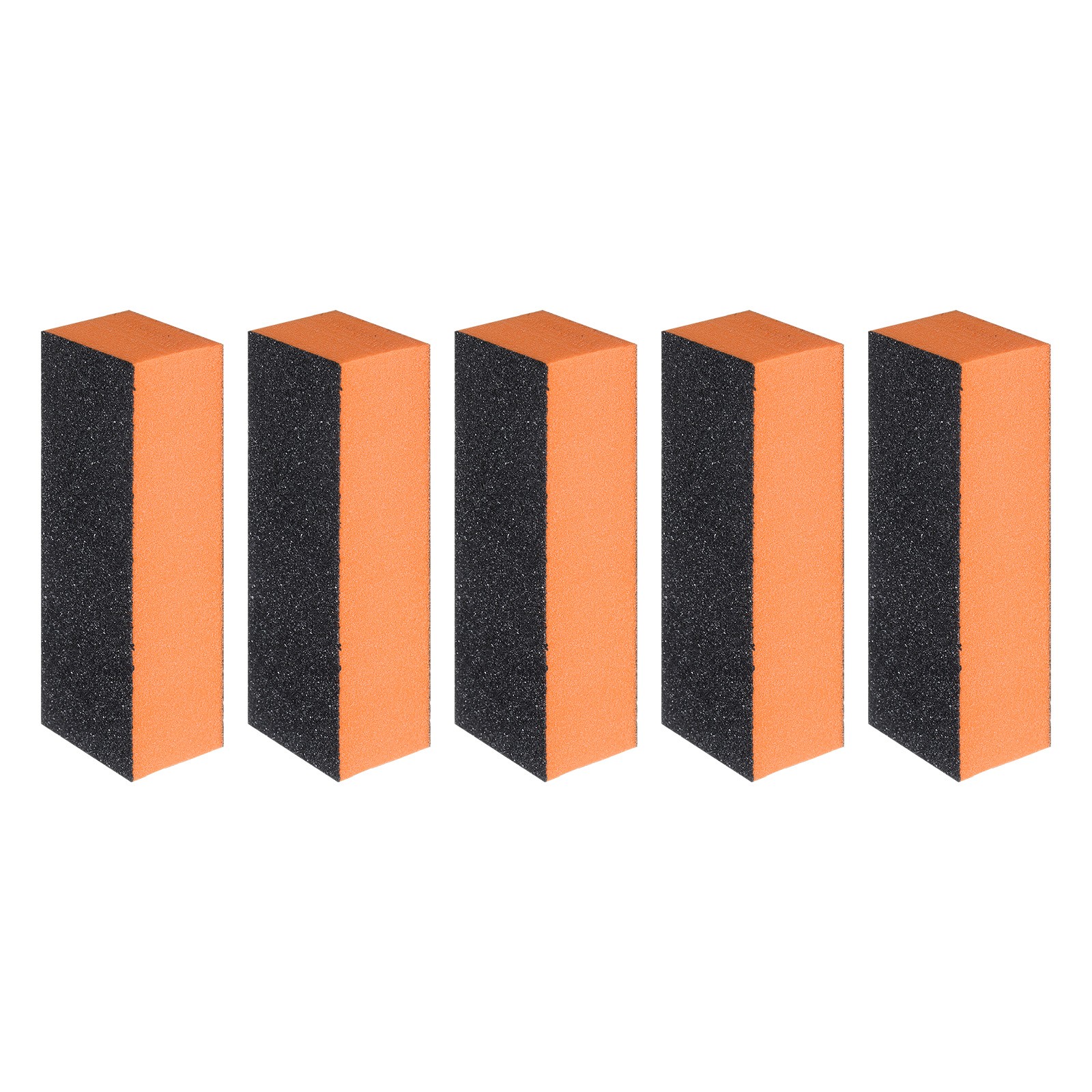 5pcs Nail Buffer Block 60/80/80 3 Sided Grit Nail File for Nail Buffing, Orange