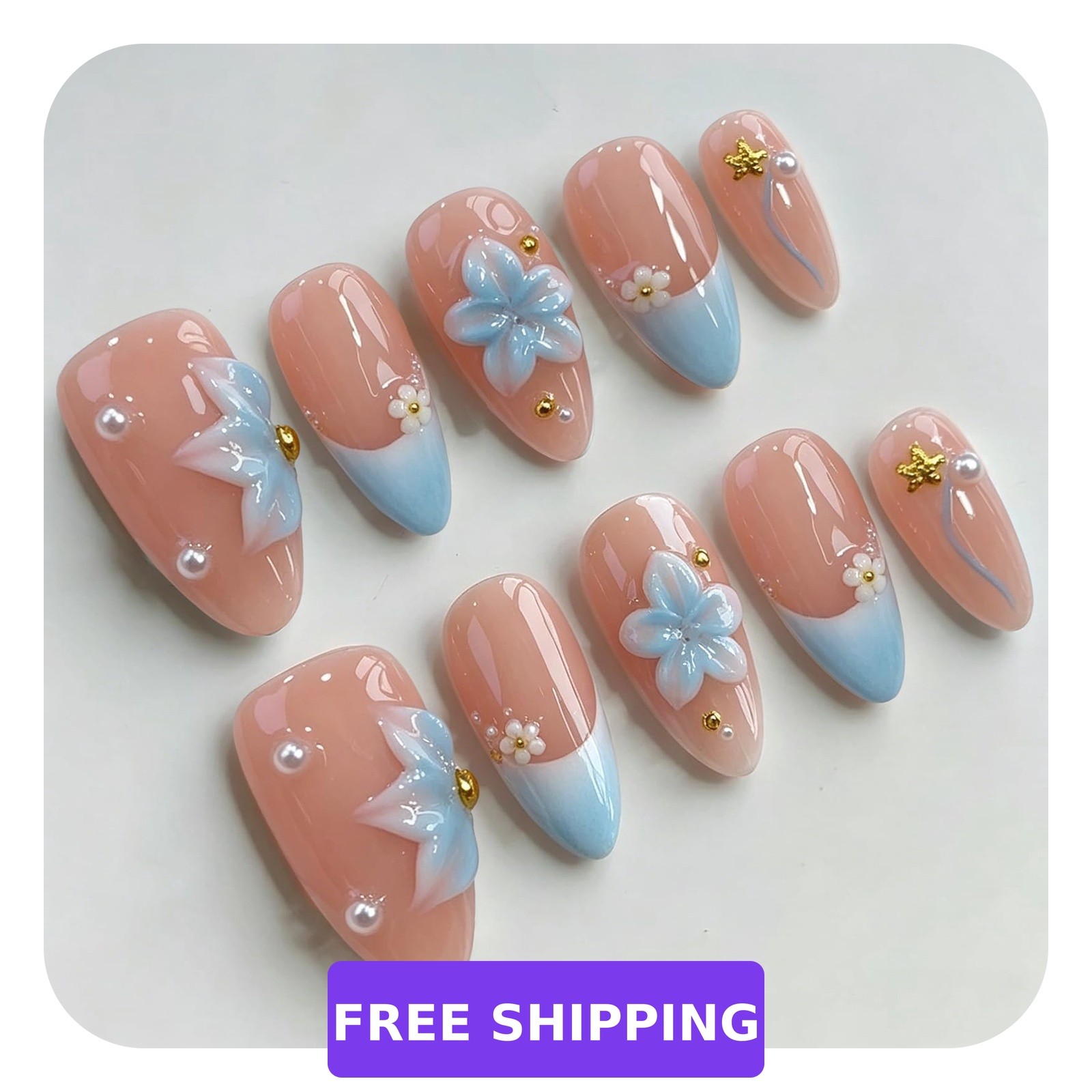 MABKJLF Luxury Almond Press On Nails S Style12