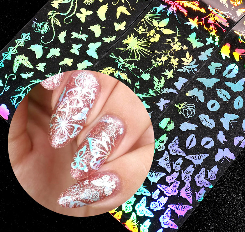 10 Rolls Butterfly Flower Pattern Nail Foil Transfer Stickers Decals HD21