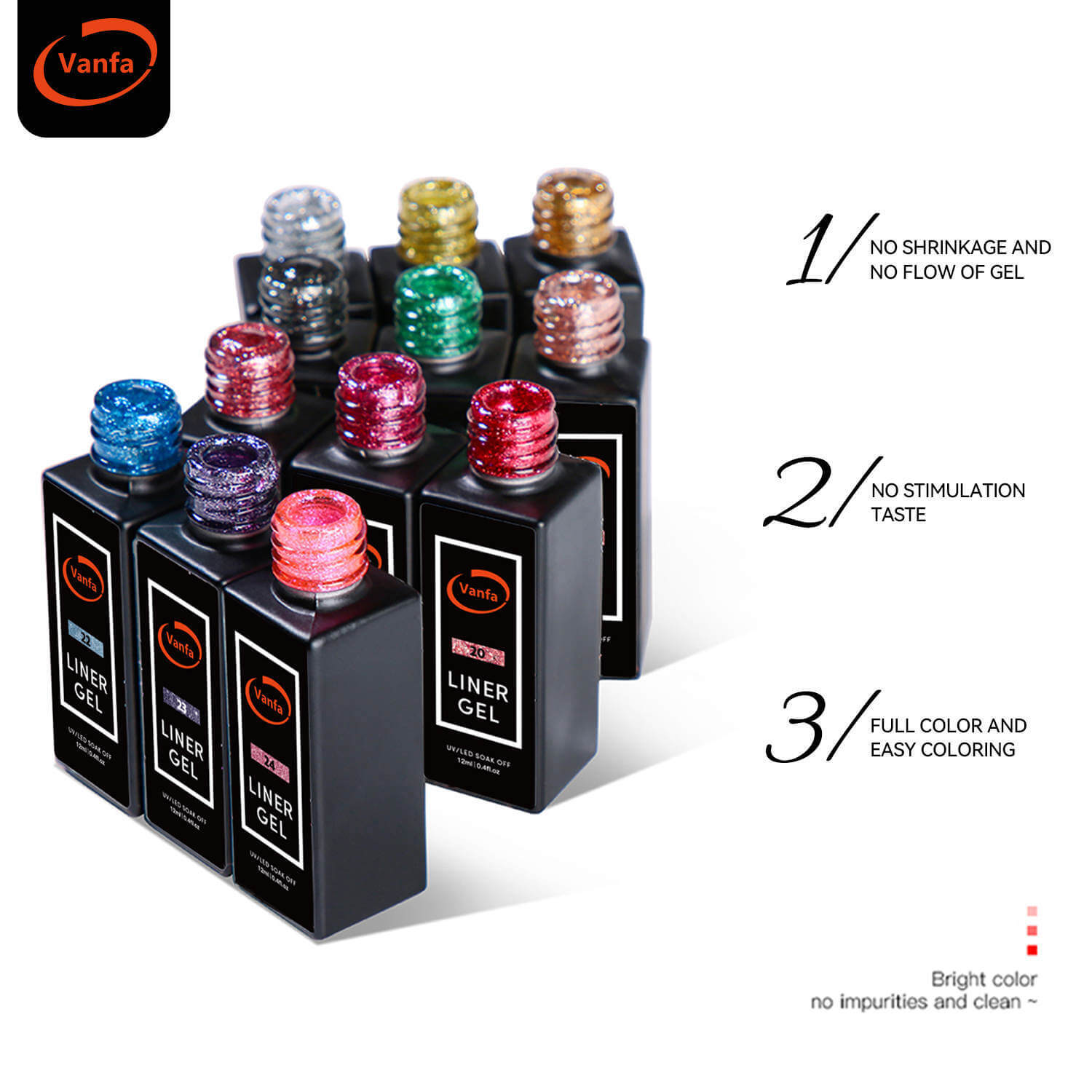 Vanfa Gel art Liner – Drawing Striper Gel Nail Polish Metallic Silver Mirror gel