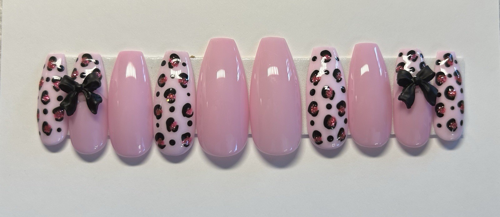 Pink And Black Cheetah Press On Nails