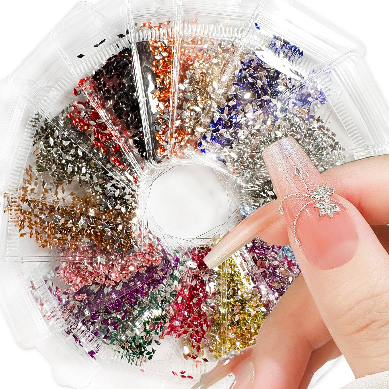 1.5*3mm Rhombus Nail Art Rhinestones 16 Colors Shiny Acrylic Nail Rhinestones