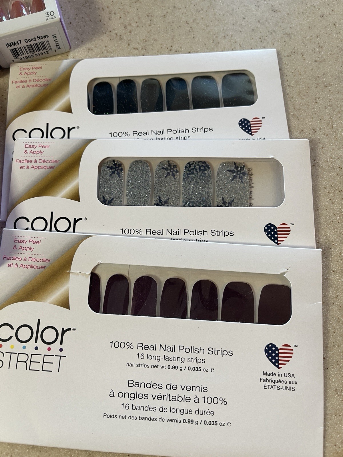 KISS Impress Lot Of 10 No Glue Mani-6 Pedi & 3 Color Street Nail Polish Strips